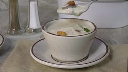 Eating clam chowder Stock Footage