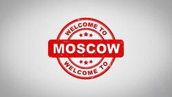 Welcome to MOSCOW Signed Stamping Text Wooden Stamp Animation. Red Ink on Clean White Paper Surface Background with Green matte Background Included. Stock Footage