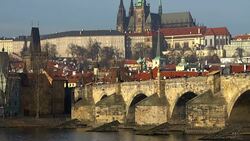 Prague with Charles Bridge, Realtime Stock Footage