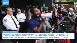 Thousands Protest At Robert E. Lee Statue In Richmond, Virginia News Clip