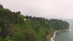View of railroad tunnel on hills of Batumi botanical garden, transportation Stock Footage