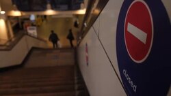 London underground station and social distancing signs News Clip