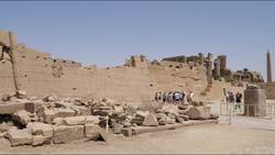 Egypt, Luxor - Karnak Temple - Open Courtyard Stock Footage