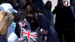 The Duchess of Cambridge greets the crowd outside Bletchley Park News Clip