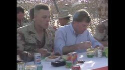 Dan Quayle playing volleyball with US Marines in Eastern Saudi Arabia News Clip