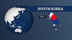 Earth Sphere Map and South Korea Country Map with National Flag Stock Footage