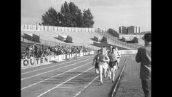 Czech long-distance runner Emil Zatopek sets his world record-breaking 5,000-metre run at the Colombes Stadium, Paris News Clip
