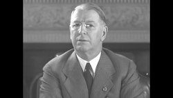 President Franklin D. Roosevelt, a supporter, and two of his political opponents speaking in US News Clip