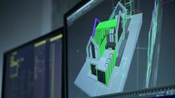 Computer Screens Inside Architectural Studio. Modeling Home in 3D. Stock Footage