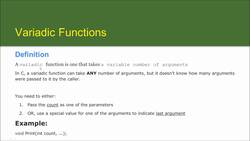 Learn and Master C Programming - Variadic Functions Overview Instructional Video
