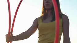 girl with Hoop in nature Stock Footage