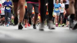 Runners legs low angle Stock Footage