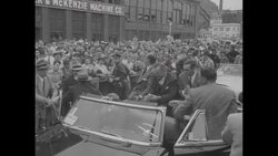 Adlai Stevenson speaks at rally; rides down street News Clip