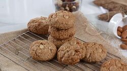 Tasty Chip cake biscuits cookies arranged on table Stock Footage