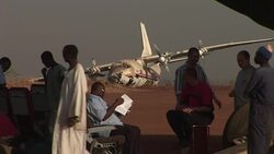 People wait for a plane in Juba, South Sudan Stock Footage