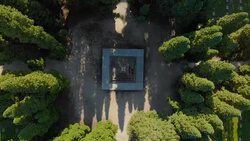 Old Cemetery in a park (aerial) Stock Footage