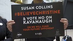 ANTI–Brett Kavanaugh – Demonstrators on day of hearing with his accuser Dr. Christine Blasey Ford Stock Footage