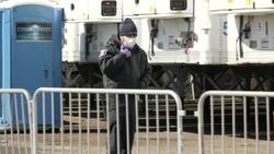 USA - Covid Pandemic, refrigerated trucks for Covid dead in New York News Clip