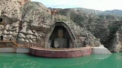Aerial View Of Tiantishan Caves Stock Footage