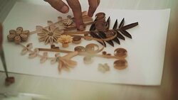 Artist hand making flower paper craft gift Stock Footage