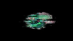 Green eye symbol on glitch lcd led screen display background animation Stock Footage