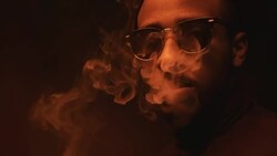 Man Vaping and Exhaling Smoke from Nose and Mouth Stock Footage