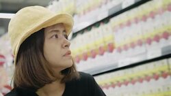 Woman in Grocery Store Stock Footage