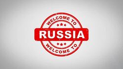 Welcome to RUSSIA Signed Stamping Text Wooden Stamp Animation. Red Ink on Clean White Paper Surface Background with Green matte Background Included. Stock Footage