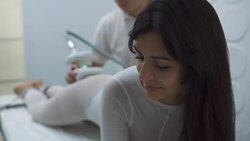 Beautiful girl in massage salon Stock Footage