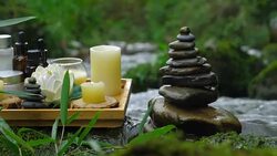 Spa materials in nature Stock Footage