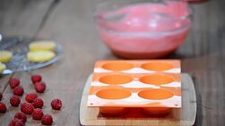 Making French raspberry mousse cake. Home confectionery. Stock Footage