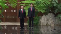 Cuban honour guard welcomes Justin Trudeau News Clip