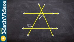 Apply alternate interior angles to solve for x with an extra transversal Instructional Video