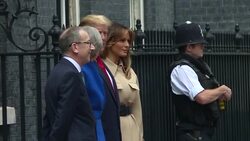 US President Donald Trump with US First Lady Melania Trump arrive at Downing Street on day two of the state visit to the UK News Clip