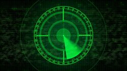 Retro radar display, object detection, defense system, air, ocean surveillance Stock Footage