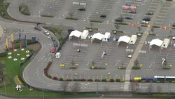 Aerials of Wembley Ikea coronavirus testing site News Clip