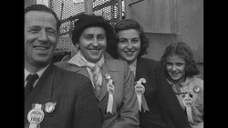 Alexander Kanezay, the one-millionth displaced person to be resettled by the International Refugee Organization, arrives in New York City News Clip