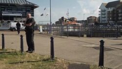 Police officers at port in Eastbourne News Clip