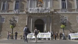CLEAN : Protests after Spanish Court upholds ban against Catalan President Quim Torra News Clip