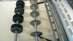 Cookie Dough Formed at Conveyor Belt Stock Footage