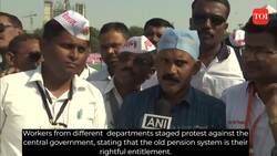 Employees from different department hold protest against the Central Government to restore Old pension scheme News Clip