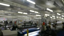 Textile factory with blurry background Stock Footage