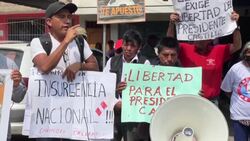 CLEAN : Supporters protest outside police base where ex-Peru president is held News Clip