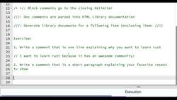 Rust Programming 2023 - A Comprehensive Course for Beginners - First Exercise Solution on How to Write Comments in Rust Instructional Video