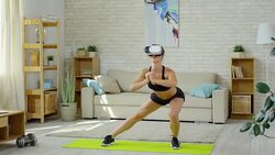 Woman Doing Side Split Squats Stock Footage