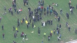 Parliament Square Women's Protest Aerials News Clip