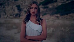 The couple that argues together stays together. Angry woman looking at camera Stock Footage