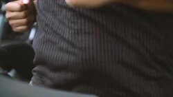 SLOMO CU belly bouncing during treadmill run Stock Footage