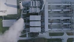 Cement factory, industrial enterprise. The smoking factory chimney. Stock Footage