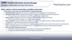 CISM Certification Domain 1: Information Security Governance Video Boot Camp 2019 - Data owners Instructional Video